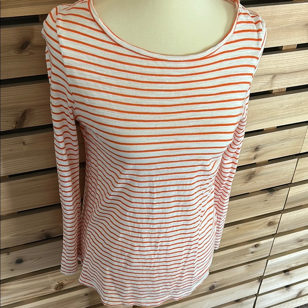 Striped Orange and White Women's Top
